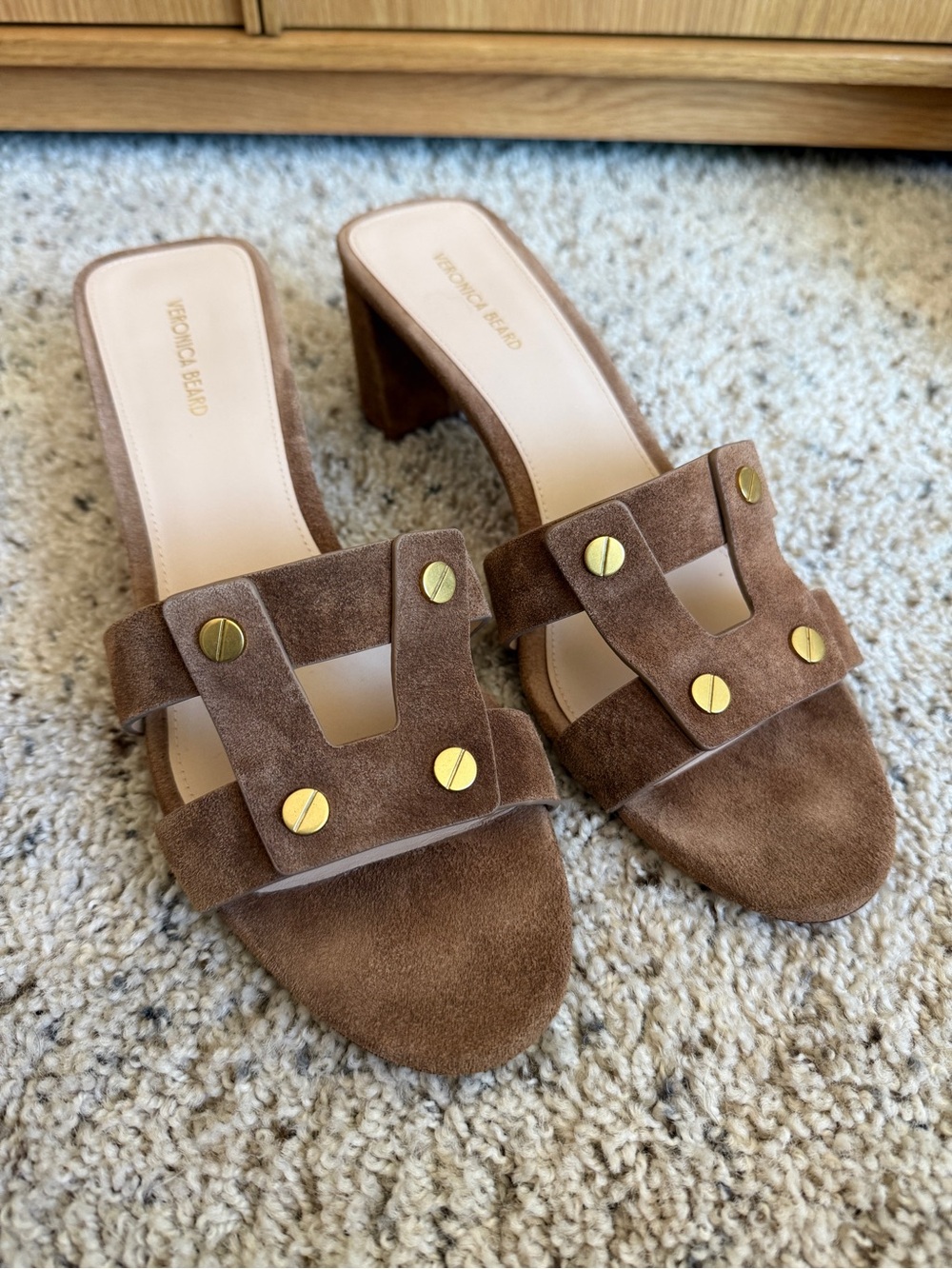 Veronica Beard Verocuo Studded Mule Heels in Brown US 10